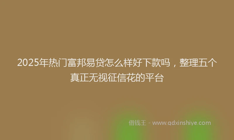 2025年热门富邦易贷怎么样好下款吗，整理五个真正无视征信花的平台