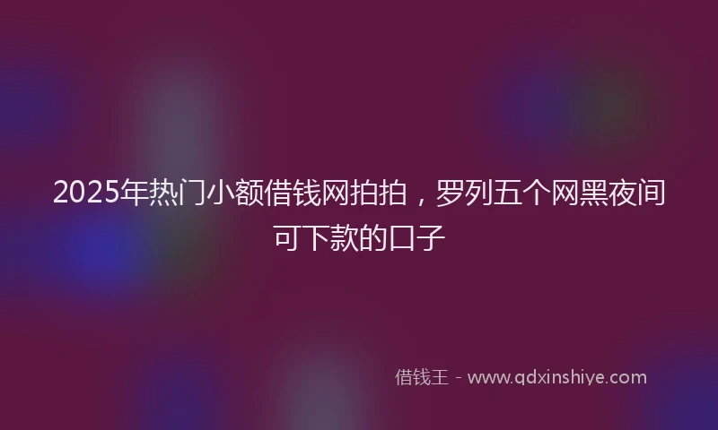 2025年热门小额借钱网拍拍，罗列五个网黑夜间可下款的口子