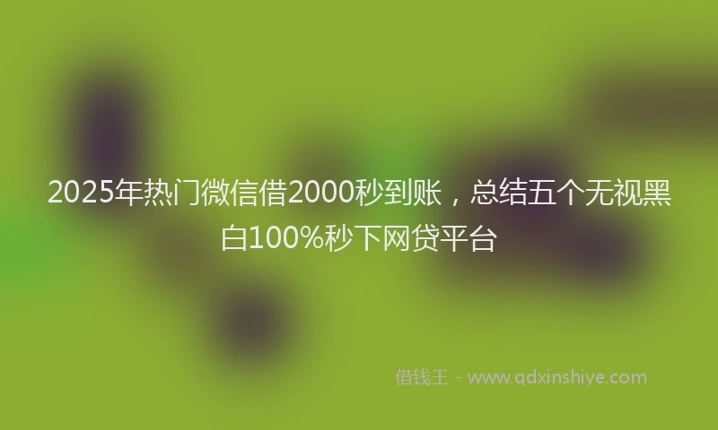2025年热门微信借2000秒到账，总结五个无视黑白100%秒下网贷平台