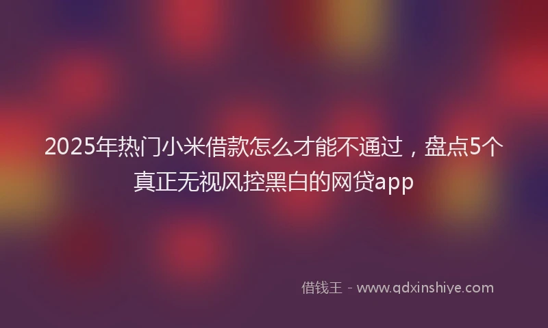 2025年热门小米借款怎么才能不通过，盘点5个真正无视风控黑白的网贷app