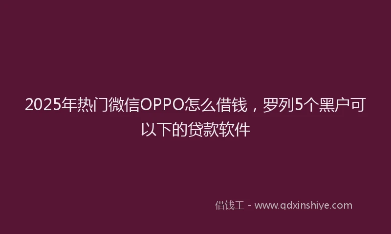 2025年热门微信OPPO怎么借钱，罗列5个黑户可以下的贷款软件