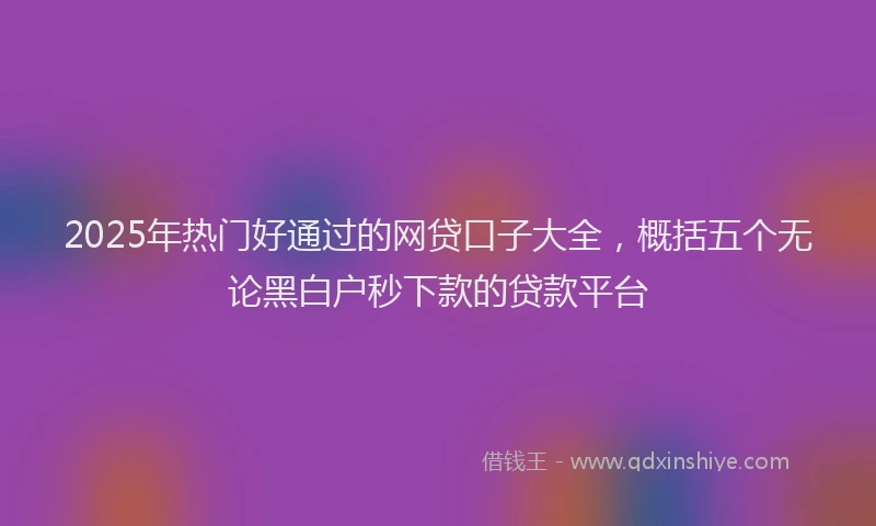 2025年热门好通过的网贷口子大全，概括五个无论黑白户秒下款的贷款平台