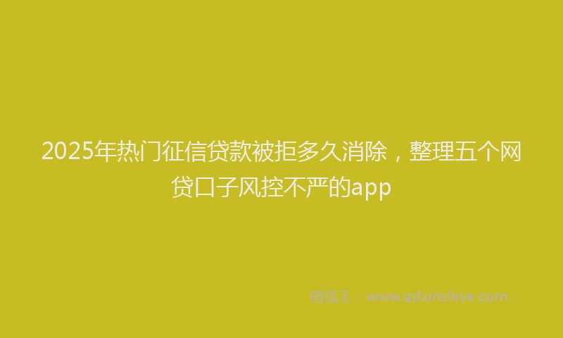 2025年热门征信贷款被拒多久消除，整理五个网贷口子风控不严的app