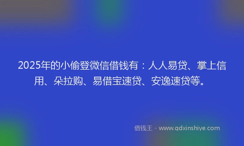 2025年的小偷登微信借钱有：人人易贷、掌上信用、朵拉购、易借宝速贷、安逸速贷等。