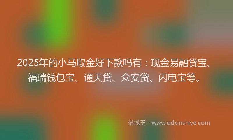 2025年的小马取金好下款吗有：现金易融贷宝、福瑞钱包宝、通天贷、众安贷、闪电宝等。