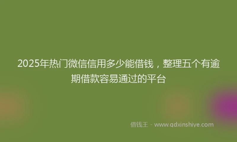 2025年热门微信信用多少能借钱，整理五个有逾期借款容易通过的平台