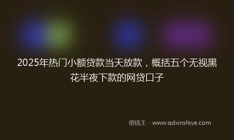 2025年热门小额贷款当天放款，概括五个无视黑花半夜下款的网贷口子