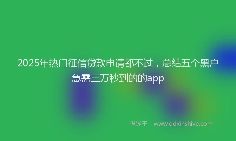 2025年热门征信贷款申请都不过，总结五个黑户急需三万秒到的的app