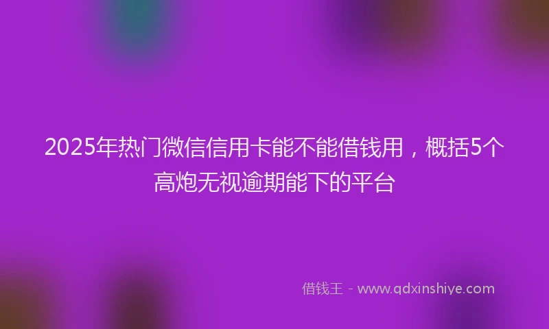 2025年热门微信信用卡能不能借钱用，概括5个高炮无视逾期能下的平台