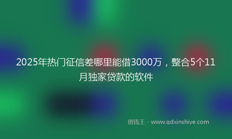 2025年热门征信差哪里能借3000万，整合5个11月独家贷款的软件