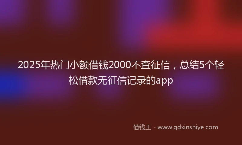 2025年热门小额借钱2000不查征信，总结5个轻松借款无征信记录的app