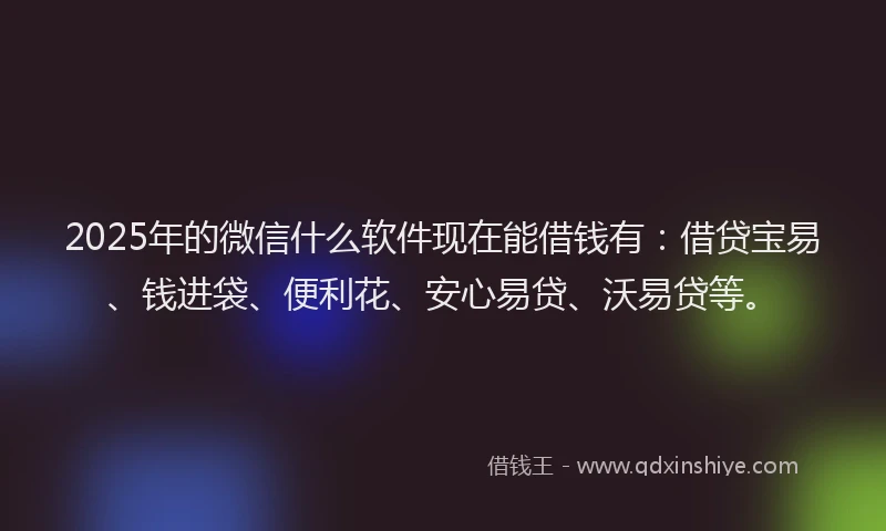 2025年的微信什么软件现在能借钱有：借贷宝易、钱进袋、便利花、安心易贷、沃易贷等。