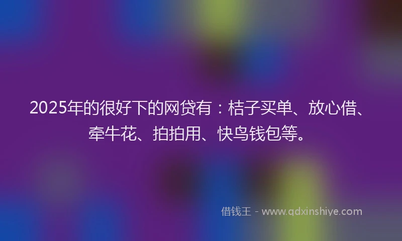 2025年的很好下的网贷有：桔子买单、放心借、牵牛花、拍拍用、快鸟钱包等。