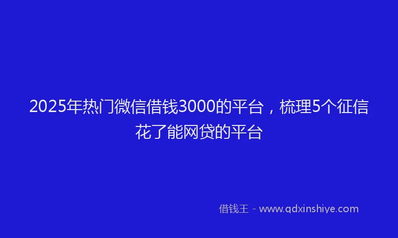 2025年热门微信借钱3000的平台，梳理5个征信花了能网贷的平台
