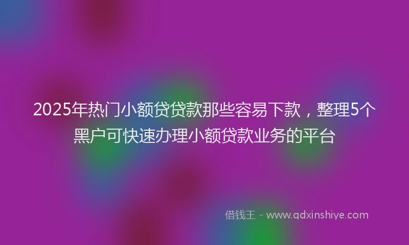 2025年热门小额贷贷款那些容易下款，整理5个黑户可快速办理小额贷款业务的平台