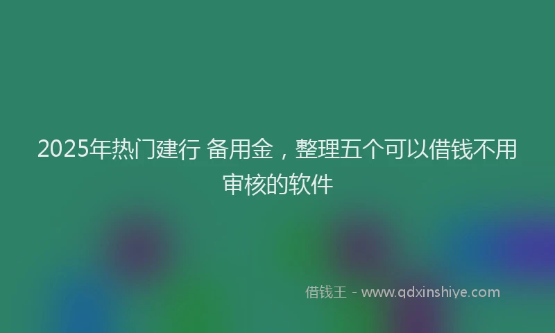 2025年热门建行 备用金，整理五个可以借钱不用审核的软件