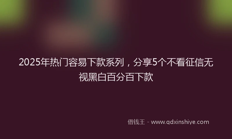 2025年热门容易下款系列，分享5个不看征信无视黑白百分百下款
