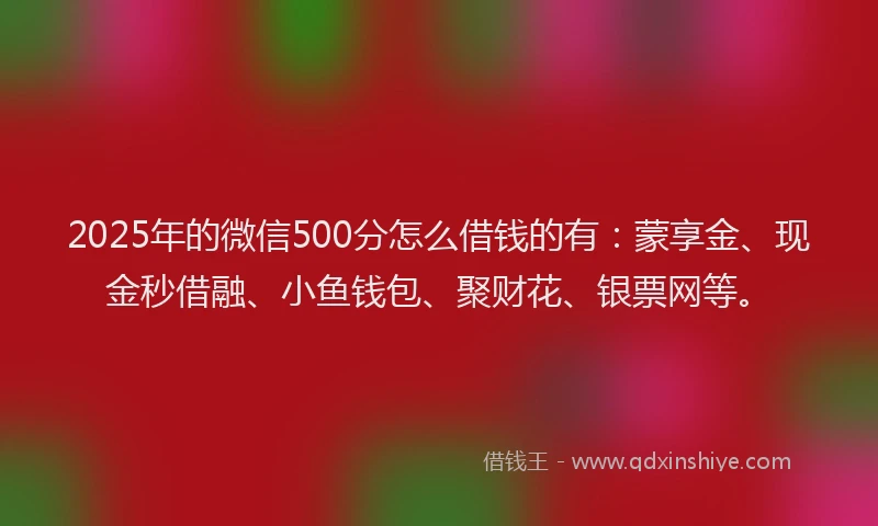 2025年的微信500分怎么借钱的有：蒙享金、现金秒借融、小鱼钱包、聚财花、银票网等。