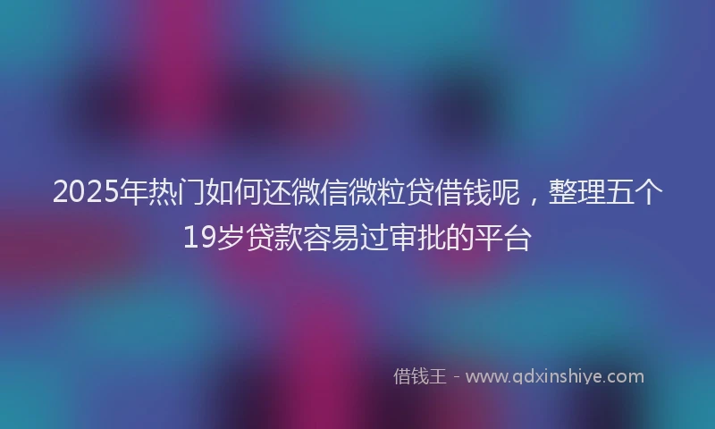 2025年热门如何还微信微粒贷借钱呢，整理五个19岁贷款容易过审批的平台