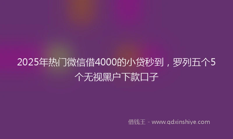 2025年热门微信借4000的小贷秒到，罗列五个5个无视黑户下款口子