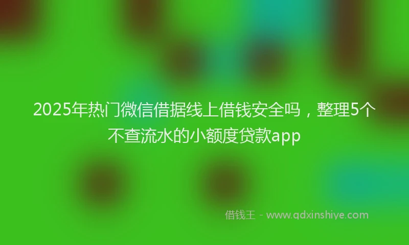 2025年热门微信借据线上借钱安全吗，整理5个不查流水的小额度贷款app