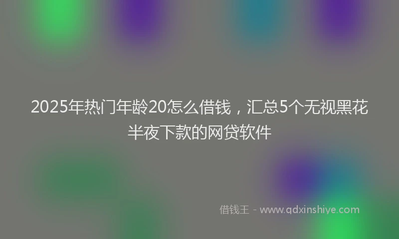 2025年热门年龄20怎么借钱，汇总5个无视黑花半夜下款的网贷软件