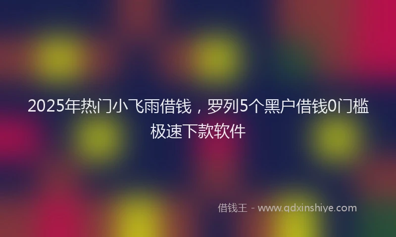 2025年热门小飞雨借钱，罗列5个黑户借钱0门槛极速下款软件