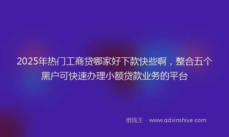 2025年热门工商贷哪家好下款快些啊，整合五个黑户可快速办理小额贷款业务的平台