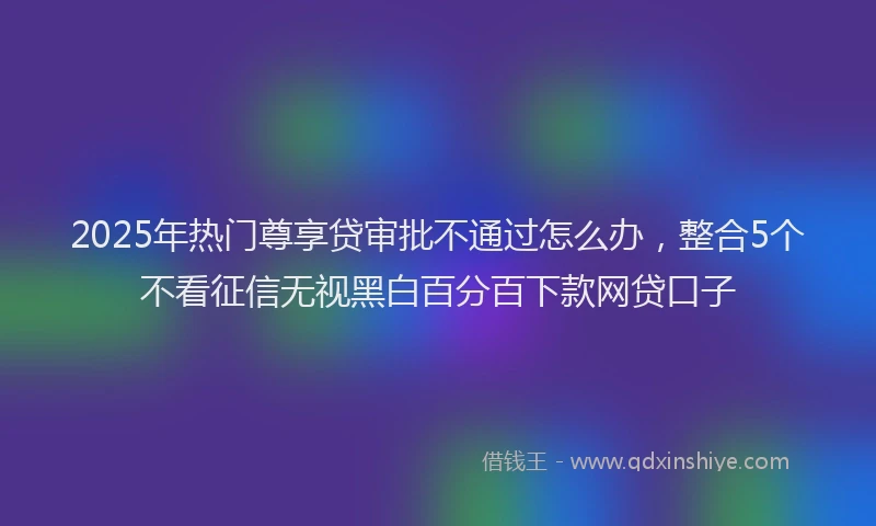 2025年热门尊享贷审批不通过怎么办，整合5个不看征信无视黑白百分百下款网贷口子