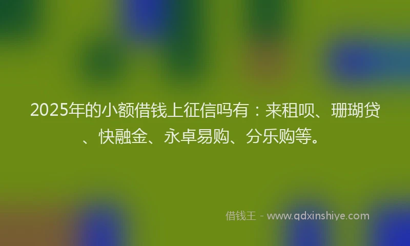 2025年的小额借钱上征信吗有：来租呗、珊瑚贷、快融金、永卓易购、分乐购等。