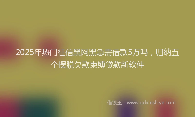 2025年热门征信黑网黑急需借款5万吗，归纳五个摆脱欠款束缚贷款新软件
