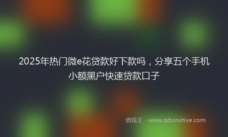 2025年热门微e花贷款好下款吗，分享五个手机小额黑户快速贷款口子
