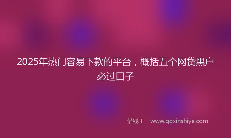 2025年热门容易下款的平台，概括五个网贷黑户必过口子