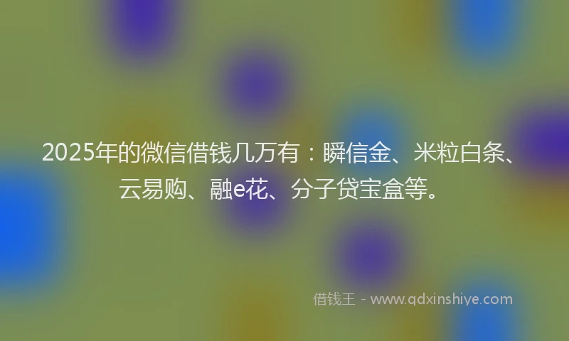 2025年的微信借钱几万有：瞬信金、米粒白条、云易购、融e花、分子贷宝盒等。