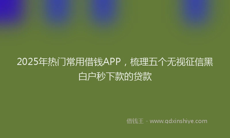 2025年热门常用借钱APP，梳理五个无视征信黑白户秒下款的贷款