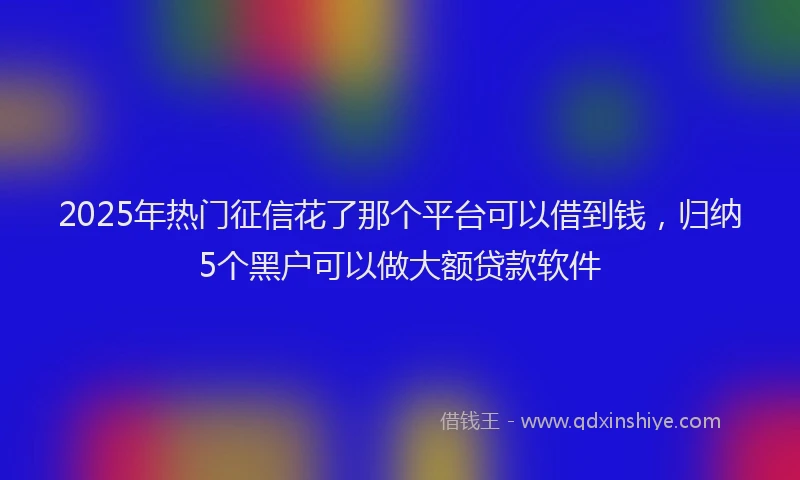 2025年热门征信花了那个平台可以借到钱，归纳5个黑户可以做大额贷款软件