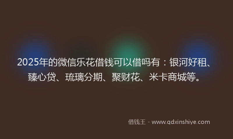 2025年的微信乐花借钱可以借吗有：银河好租、臻心贷、琉璃分期、聚财花、米卡商城等。