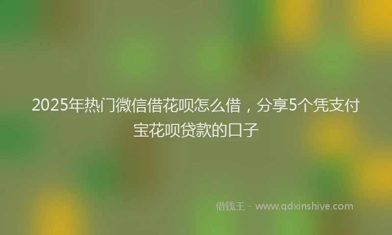 2025年热门微信借花呗怎么借，分享5个凭支付宝花呗贷款的口子