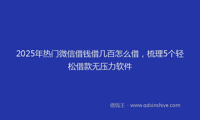 2025年热门微信借钱借几百怎么借，梳理5个轻松借款无压力软件