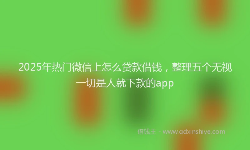 2025年热门微信上怎么贷款借钱，整理五个无视一切是人就下款的app