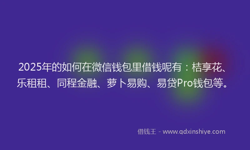 2025年的如何在微信钱包里借钱呢有：桔享花、乐租租、同程金融、萝卜易购、易贷Pro钱包等。
