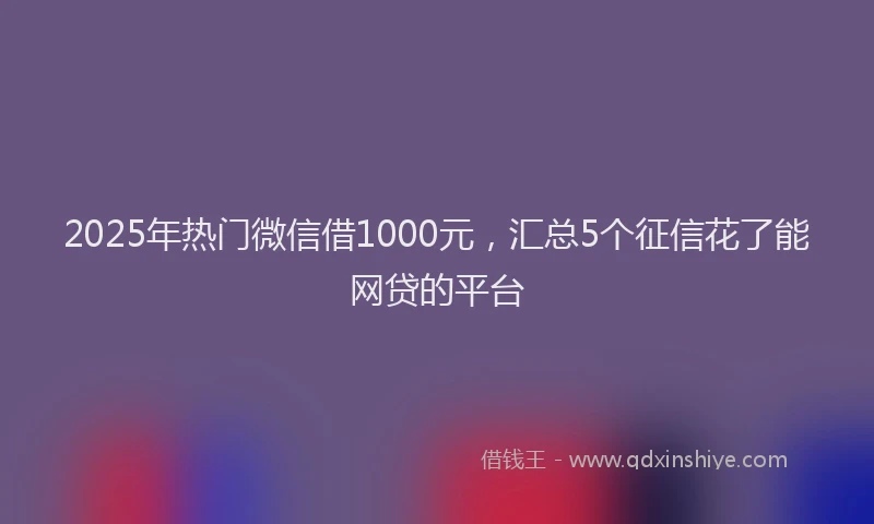 2025年热门微信借1000元，汇总5个征信花了能网贷的平台