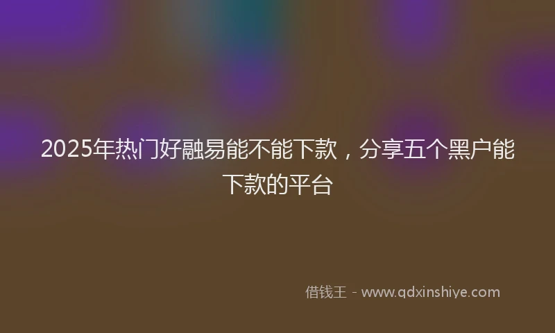 2025年热门好融易能不能下款，分享五个黑户能下款的平台