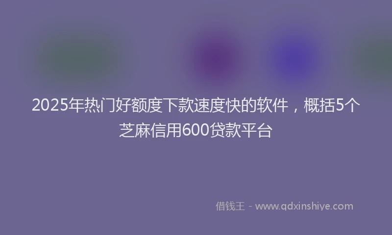 2025年热门好额度下款速度快的软件，概括5个芝麻信用600贷款平台