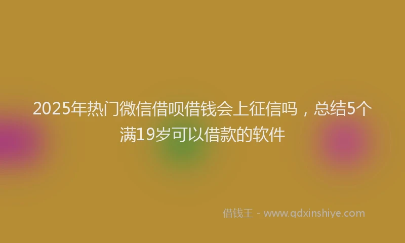 2025年热门微信借呗借钱会上征信吗，总结5个满19岁可以借款的软件