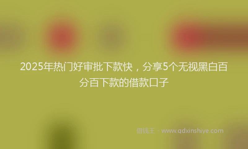 2025年热门好审批下款快，分享5个无视黑白百分百下款的借款口子