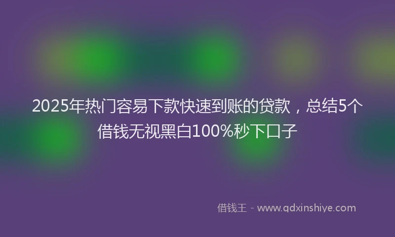 2025年热门容易下款快速到账的贷款，总结5个借钱无视黑白100%秒下口子