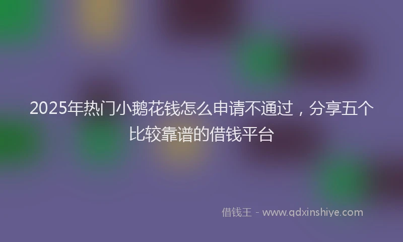 2025年热门小鹅花钱怎么申请不通过，分享五个比较靠谱的借钱平台