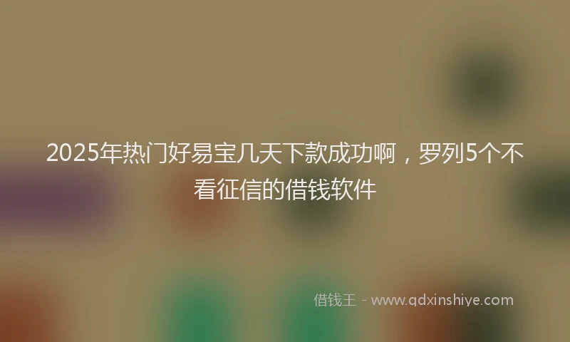 2025年热门好易宝几天下款成功啊，罗列5个不看征信的借钱软件