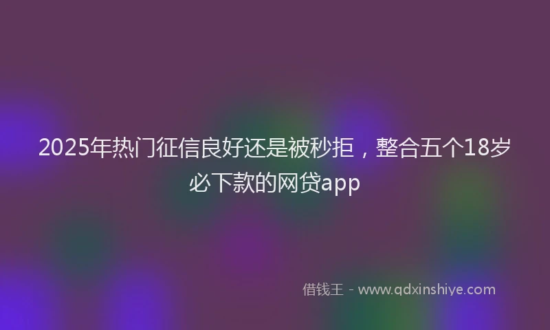 2025年热门征信良好还是被秒拒，整合五个18岁必下款的网贷app